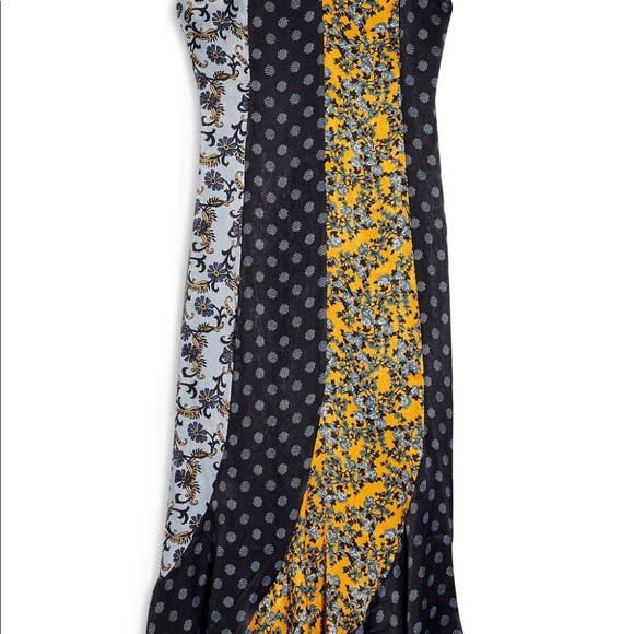 Topshop Mixed Print Godet Midi slip dress 4P - Picture 4 of 4